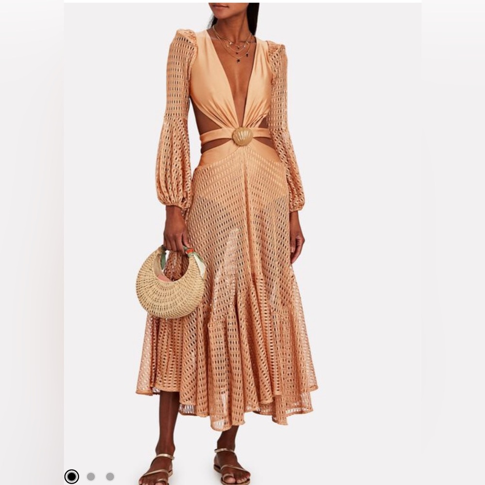 PatBO Tan Long Sleeve Knit Dress with Open Back